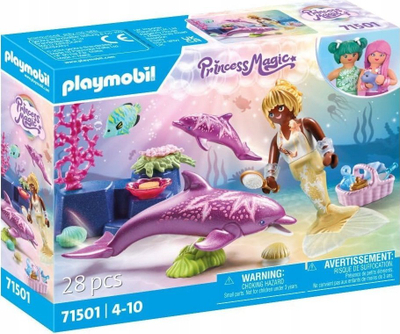 Set lojrash Playmobil Mermaid with Dolphins 71501, me figurë sirene, me delfinë, shumëngjyrësh
