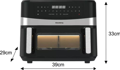 Фритеза на воздух Klausberg Oil Free Double Chamber Fryer, 9L, 1750W, сребрено-црна