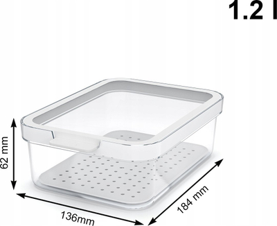 Organizues frigoriferi Rotho Cauma, 1.2L, plastikë transparente, i bardhë