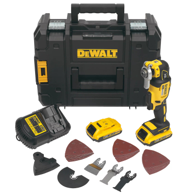 Mjet shumëfunksional oscilues pa brusha DeWALT, 18V XR, 2x2.0Ah