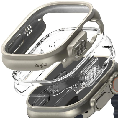 Mbulesë ore inteligjente Ringke Slim, Apple Watch Ultra 49mm, set 2 copë, transparente edhe gri titanium