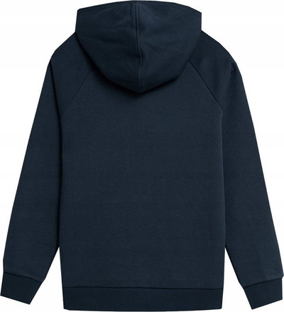 Bluzë me kapuç për çuna 4F Jr 4FJSS23TSWSM220, pambuk, me xhep kangur, blu navy