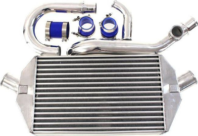 Intercooler me Piping Kit TurboWorks për Mitsubishi Lancer Evolution VII IX 2.0T, alumini, COOL TEC Plus, argjendtë