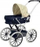 Karrocë për bebe MADE Pram, rrota të mëdhaja, skelet i lehtë, blu e errët me bezhë