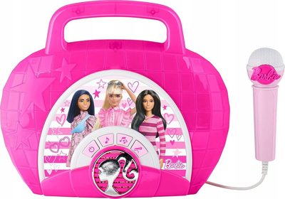 Karaoke boombox për fëmijë Barbie Sing Along, mikrofon, muzikë të integruar, drita LED, rozë