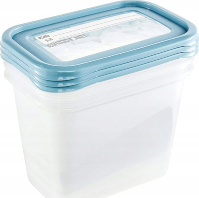Set kontenierësh kuzhine Keeeper Mia Magic Ice, 3x1L, plastikë pa BPA, kapak blu