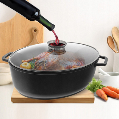 Tavë pjekje Orion GRANDE, 12L, ovale me kapak, alumin granit, e zezë