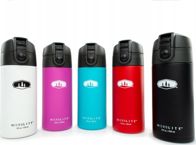 Shishe termike GSI Microlite 350 Flip, 350 ml, çelik inox, e zezë