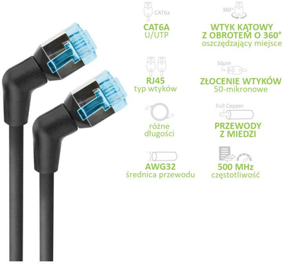 Мрежен кабел Techly ICOC U6A TPE36 010B, Cat6a U UTP, 1m