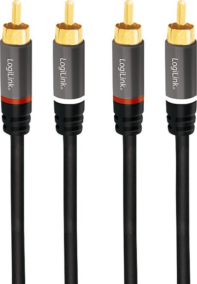 Kabllo audio LogiLink CA1206, 2 x RCA mashkull, 3 m, e zezë