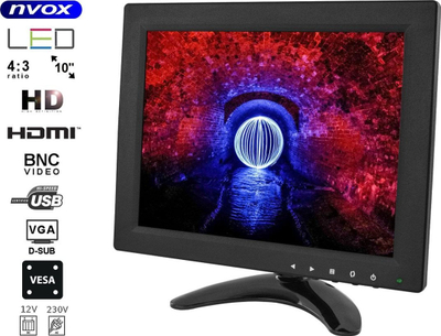 Monitor Nvox PC105VHB, 10\", 1024x768, i zi