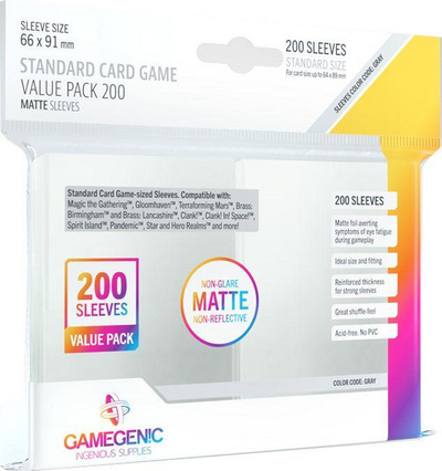 Mbrojtëse kartash Gamegenic: Matte Value, 66 x 91 mm, 200 copë