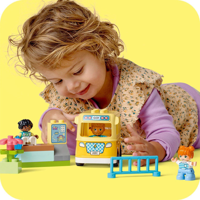 Lodër ndërtime LEGO Duplo The Bus Ride 10988, set autobusi, 2+ vjeç, i verdhë