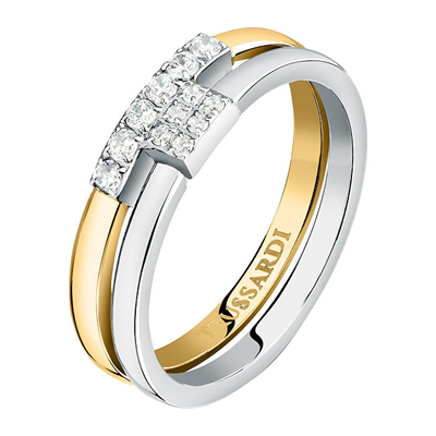 Unazë për femra Trussardi Jewelry T-Shape TJAXC41012, çelik inox, me gur, argjendi