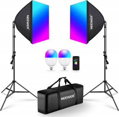 Set drita video NEEWER NK800, softbox 60 cm, LED, me stativ