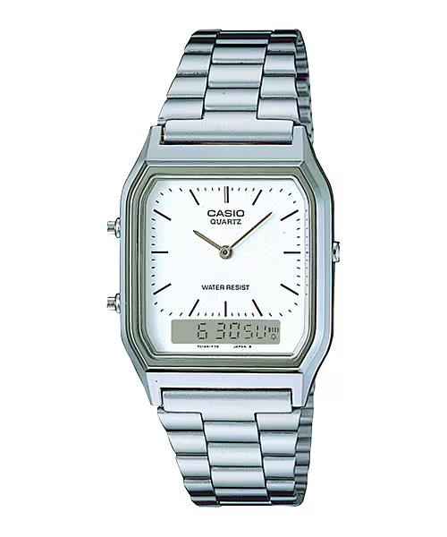 Orë dore Casio AQ-230A-7D, e argjendtë/bardhë