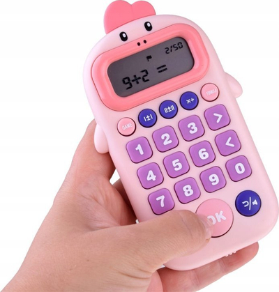 Lodër kalkulator për kalamaj ZA4816, mësim matematike, xhepi, rozë