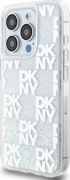 Маска за телефон DKNY Liquid Glitter Checkered, за iPhone 15 Pro, проѕирна