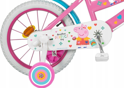 Bicikletë për kalamaj Toimsa Peppa Pig 16", me rrota anësore, rozë