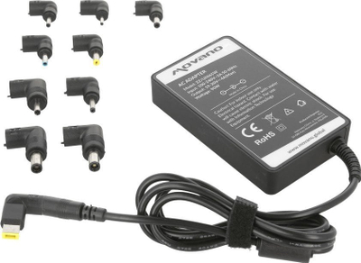 Karikues universal për laptop Movano 65W, 10 konektorë, i zi