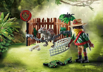 Set lodrash Playmobil Dino Rise Baby Spinosaurus 71265, figurë eksploratori, dinosaur i vogël, shumëngjyrësh