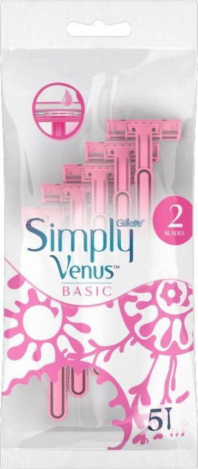Brisk njëpërdorimësh Gillette Simply Venus Basic, për goca, 5 copë, rozë
