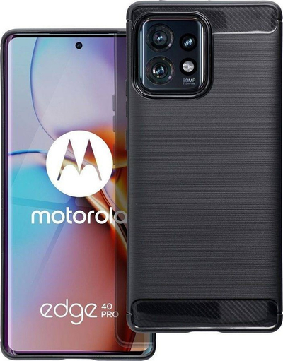 Mbulesë telefoni Carbon Case për Motorola Edge 40 Pro, silikoni, e zezë