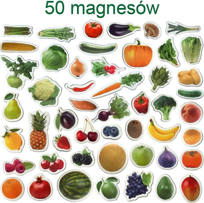 Set magnetësh edukativ Fruits and Vegetables, 50 copë, shumengjyrësh