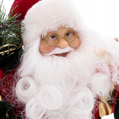 Figurinë Babagjyshi Feeric Christmas, 30 cm, kadife, e kuqe me të bardhë