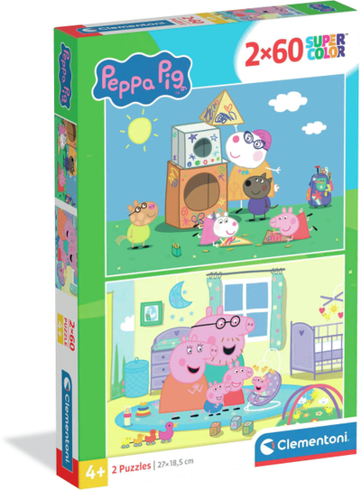 Puzzle Clementoni Peppa Pig 2x60 Super Color, set me 2 puzzle, shumëngjyrësh