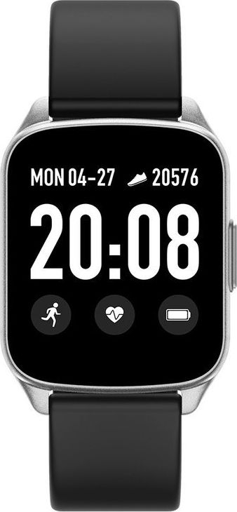 Smartwatch G. Rossi SW009-5, ekran TFT HD, IP67, argjendtë me të zezë