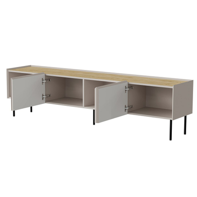Komodinë TV FELLINI 200 cm, MDF, këmbë metalike, ngjyrë cashmere
