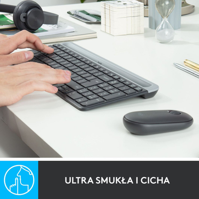 Set tastierë dhe maus Logitech MK470 Slim Wireless me kamera Logitech Brio 100, Full HD 1080p, i zi