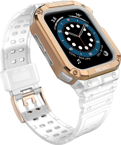 Ремче со заштитна рамка Hurtel Protect Strap Band за Apple Watch 45 44 42mm, TPU, спортско, розова