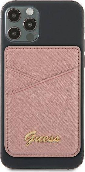 Kuletë kartash për celular Guess Saffiano GUWMSSASLPI, rozë 