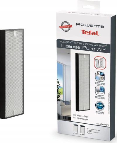 Filtër ajri Rowenta XD6077F0 Allergy+ XL, HEPA, për Intense Pure Air PU60xx, i zi