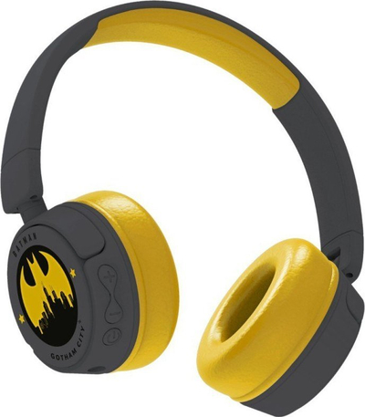 Kufje wireless për kalamoj OTL Technologies DC0984 Batman Gotham City, Bluetooth, me kufizim volumi, gri me të verdhë