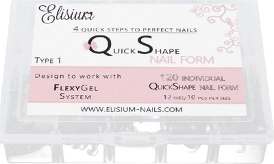 Forma profesionale për zgjatje thonjsh Elisium Shape Nail Form Type1, 120 copë, transparente