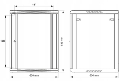 Kabinet rack muri Pulsar RWA1266-G, 12U, 600x450, gri