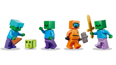 Set lodrash LEGO Minecraft Zombie Dungeon 21587, me figurina, shumëngjyrësh