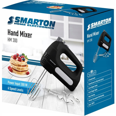 Рачен миксер May Smarton HM300, 300W, 6 брзини Turbo, црн