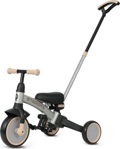 Трицикл 3во1 QPlay Stager, за деца 2-6 години, до 25 kg, сребрена боја
