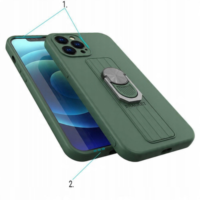 Maskë telefoni Hurtel Silicone Ring Case për Xiaomi Redmi Note 11 Pro, unazë 360°, mbajtëse stand, e kuqe