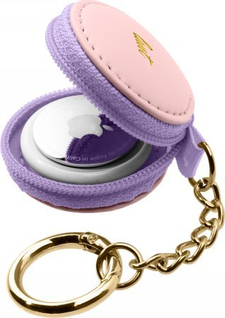 Këllëf LAUT Macaron për AirTag, mbyllje me zinxhir, me karabiner, rozë vjollcë