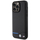 Kapak telefoni BMW Leather Carbon Blue Line për iPhone 15 Pro Max, lëkurë karboni, i zi me vijë blu