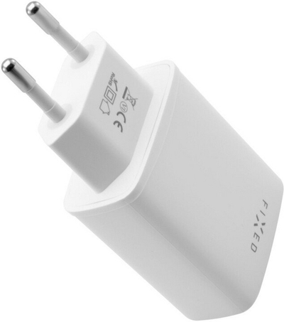 Karikues FIXED USB-C, PD, 30W, USB-C + USB-A,  i bardhë