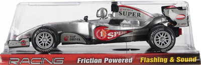 Makina lodër garuese Auto Racing Friction Powered, me fërkim, drita dhe zë, e argjendtë
