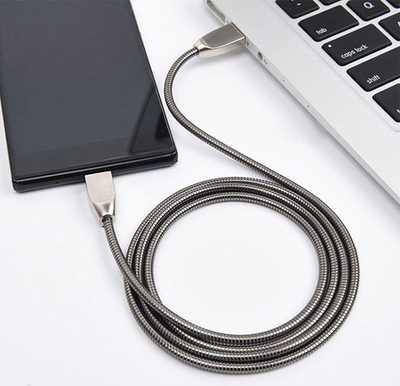 Kabllo karikimi Somostel Micro USB, Fast Charging 2.4A, 1m, ngjyrë argjendi