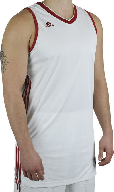 Maicë basketbolli Adidas E Kit JSY 3.0 M, poliestër, për burra, e bardhë me të kuqe