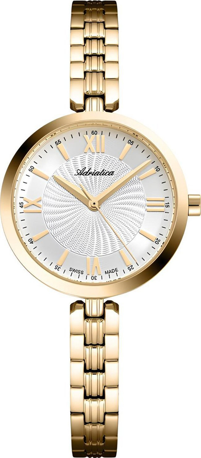 Orë dore Adriatica Fashion A3828.1163Q, kuarc Swiss Made, çelik inox ari, për femra